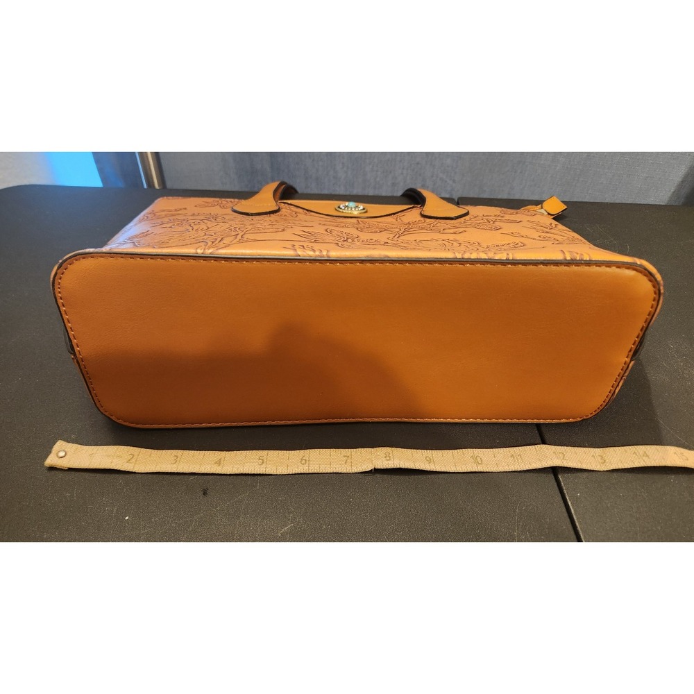 Vegan Purse hand tooled look faux turquoise accent - Picture 8 of 8